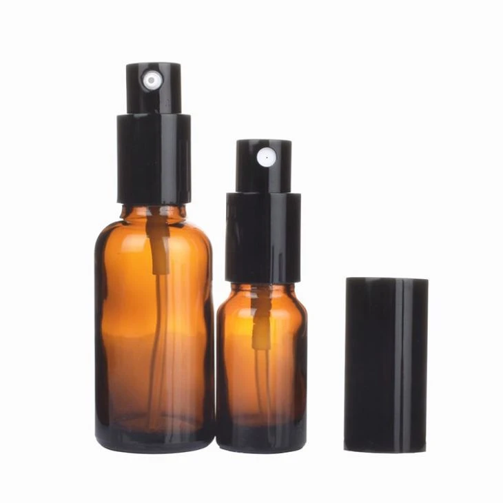Aluminum pump 30ml  amber glass bottle